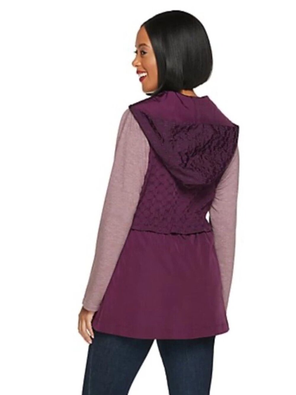 LOGO Lori Goldstein Purple Embroidered Utility Jacket Hoodie Zip Up Women’s 8 - Picture 2 of 8